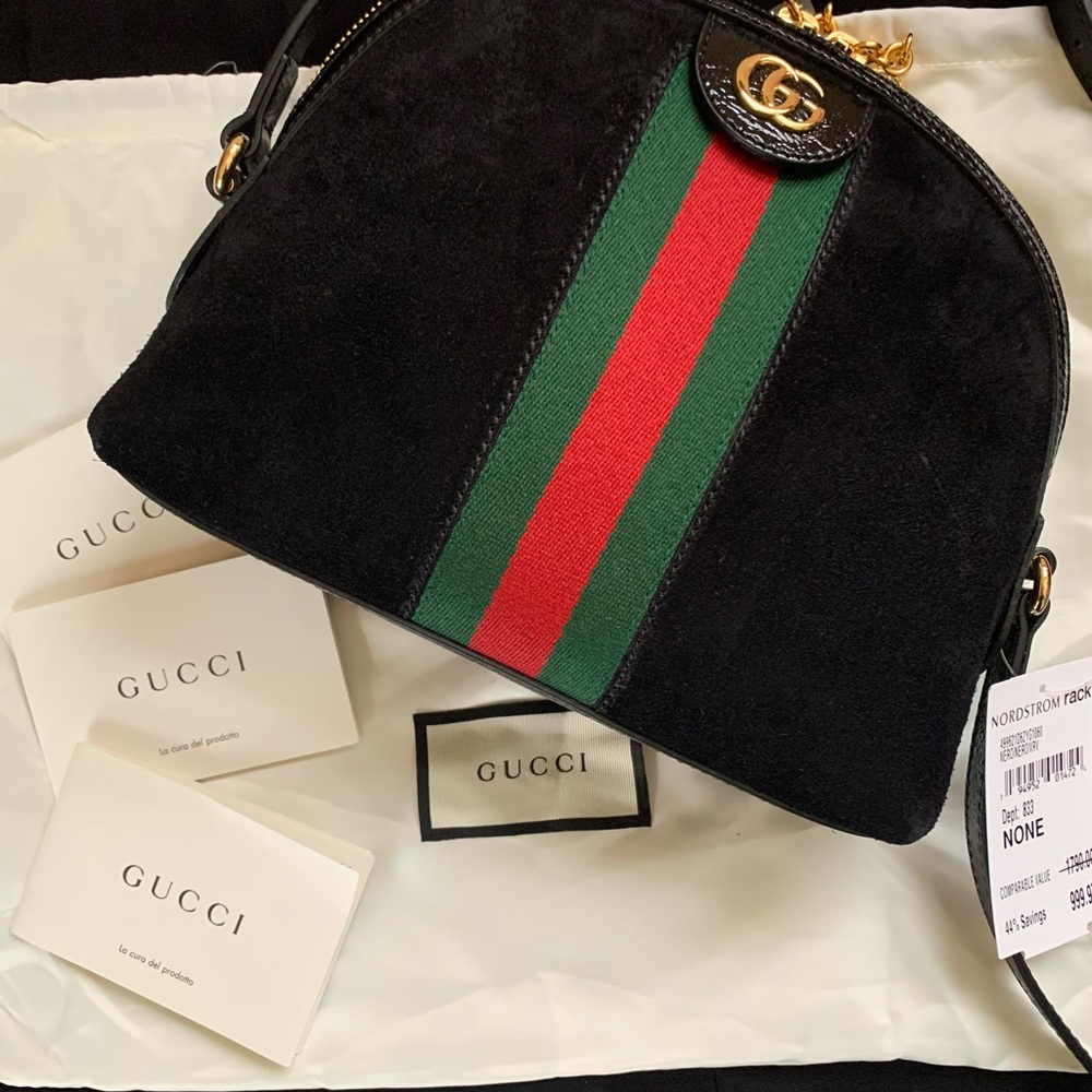 GUCCI GG SUEDE OPHIDIA CROSSBODY BAG